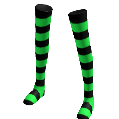 Thigh High Black and Green Striped Leg Warmers