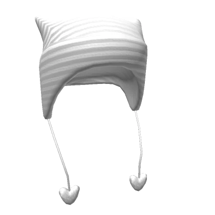 White Cat Beanie with Heart Poms