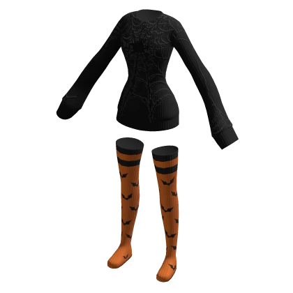 Oversized Spider Web Halloween Sweater w/ Socks