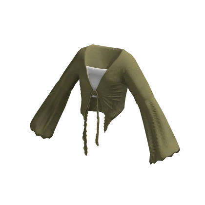 Wavy Ruffle Tied Top Green