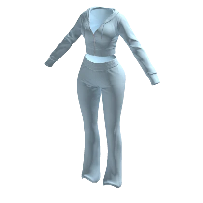 Tracksuit Blue Euina Outfit Flared Pants Crop Top