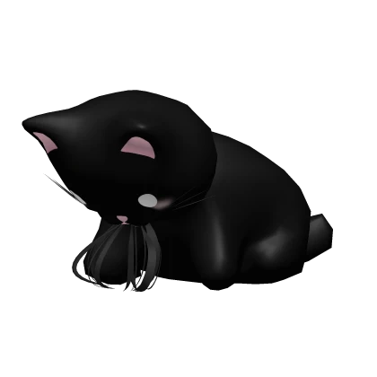 Black cat eating black hair on head