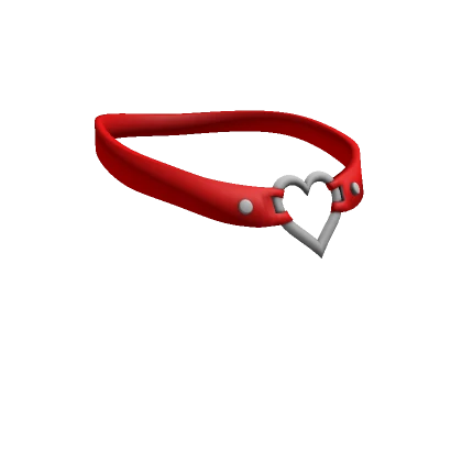 Y2K Heart Leather Collar - Red and Silver (3.0)