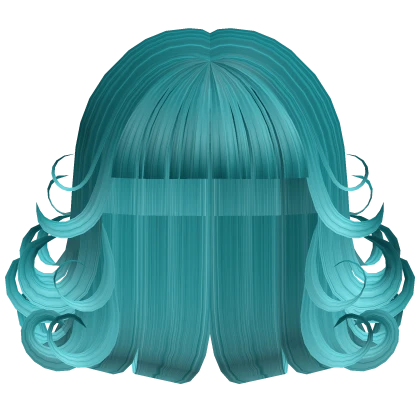 bright teal toxic wispy frutiger aero bob curls