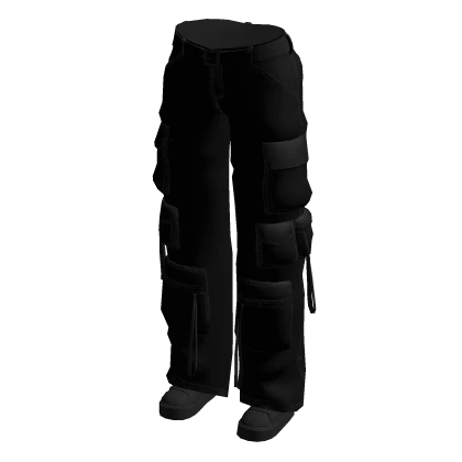 ♡ basic cargo pants w/ sneakers - black