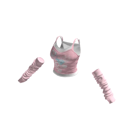 🍀 Y2K Cute Top w Armwarmers(Pink)