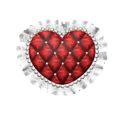 Quilted Pearly Heart Pillow Red