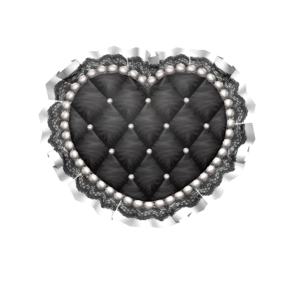 Quilted Pearly Heart Pillow Black