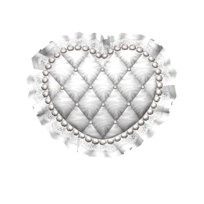 Quilted Pearly Heart Pillow White