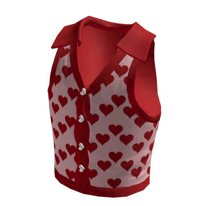 Valentines Y2K Heart Crop Top Vest - Red