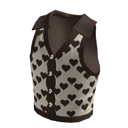 Valentines Y2K Heart Crop Top Vest - Brown
