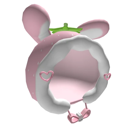♡ capucha de conejo de fresa rosa cute