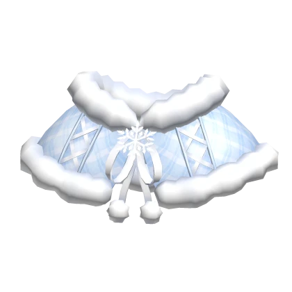 Cute Blue Winter Shawl with Ribbons