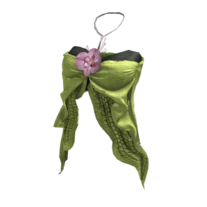 ʚ♡ Summer Green Floral Scarf Halter Ruffle Top