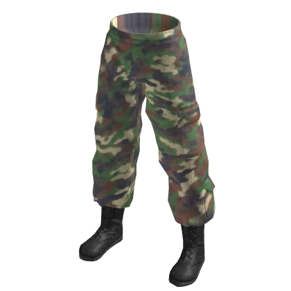 Soldier Army Camo Pants w/ Boots - Forest