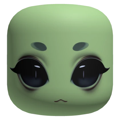 Cute Alien Face With Black Eyes - Green
