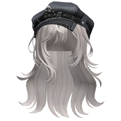 Silver Graceful Layered Hair w/ Skull Punk Cap