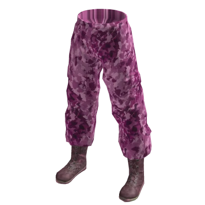Military Camo Pants w/ Boots - Pink