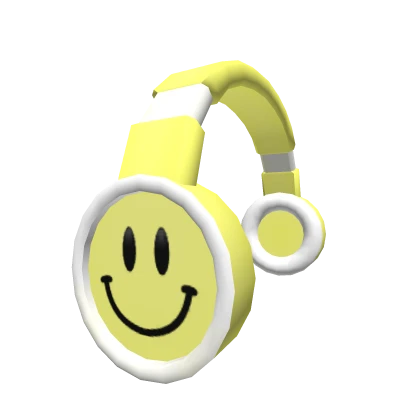 Preppy Smiley Face Yellow Headphones