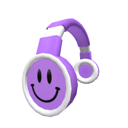 Preppy Smiley Face Purple Headphones