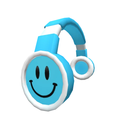 Preppy Smiley Face Blue Headphones