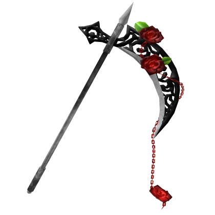 Scythe With Red Roses
