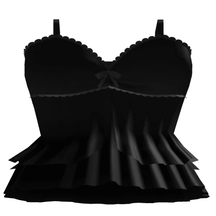 (Black) 1.0 Cute Ruffled Dress