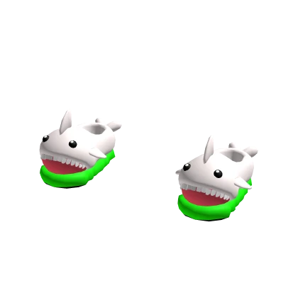 Baby Shark Slippers - Neon White and Green