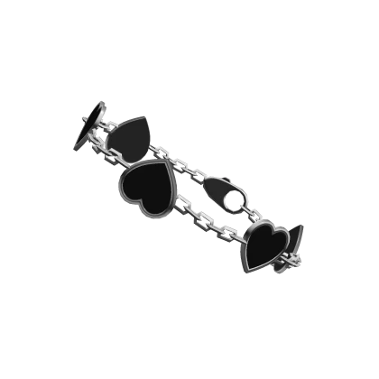 Silver Black Heart Bracelet Right