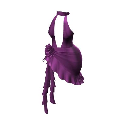 Rose Halter Ruffles Dress (Purple)