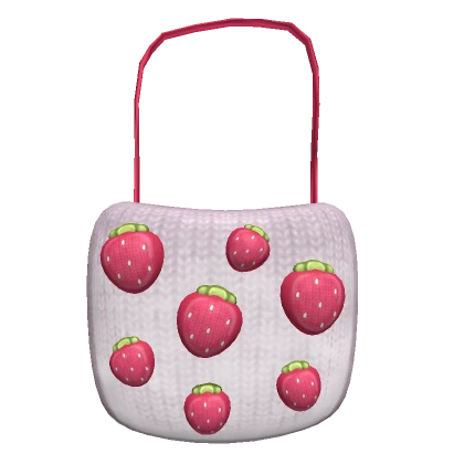 Knit Strawberry Tote - 3.0 pink and white