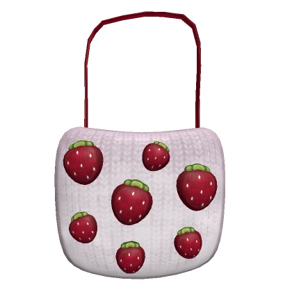 Knit Strawberry Tote - 3.0 red and white