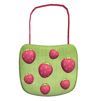 Knit Strawberry Tote - 3.0 pink and green