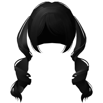 long low curled kawaii doll pigtails black