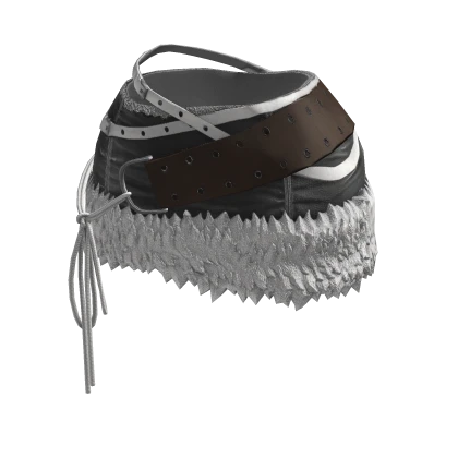 BB KPOP Denim Fur trim Skirt White