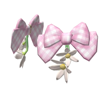 🍀Cute Ribbon Hairclip w Flowers (Pink)
