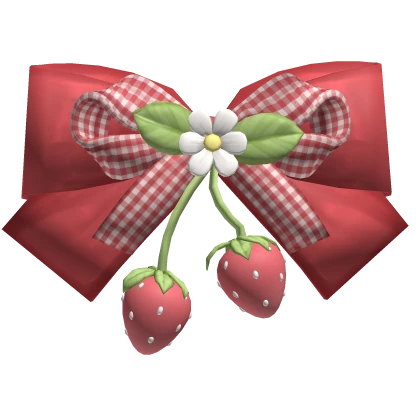 igari retro cottagecore red plaid strawberry bow
