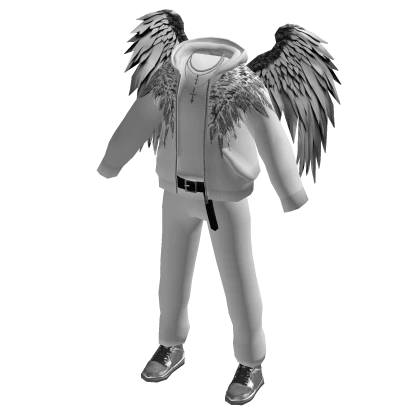 Streetwear Outfit with Chains & White Angel Wings