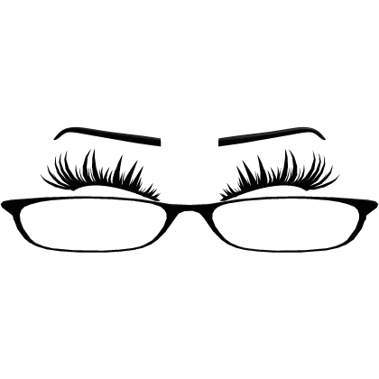 Low Black Glasses w Eyelashes + Eyebrows