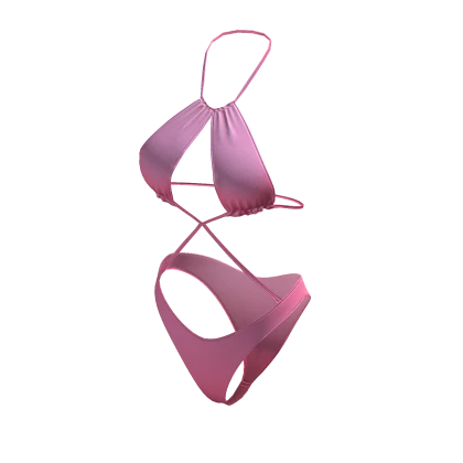 Y2K Strappy Criss Cross Bikini Set In Light Pink