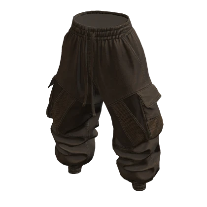 Baggy Cargo Puffy Pants - Chocolate Brown