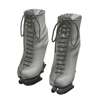 Ice Skate Leather Heel Ankle Boots (White)