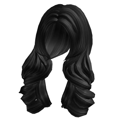 Realistic Curly Hair Mid-part (Black)