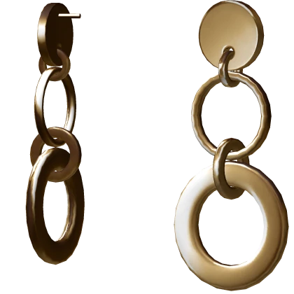 Chain-link Quadruple Hoop Earrings Gold