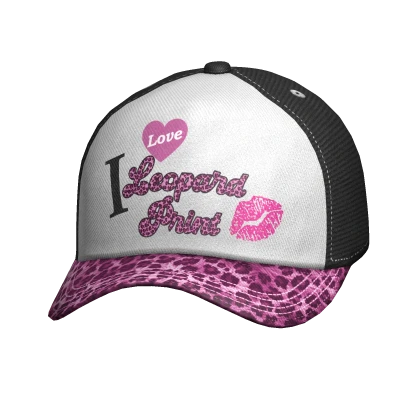 Y2k Mcbling I love Leopard Print Cap In Pink ♡
