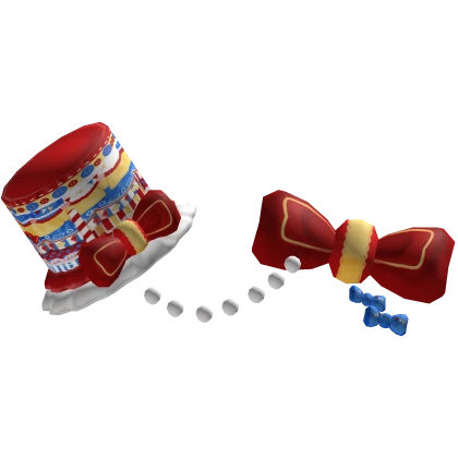 circus clown red yellow blue primary top hat bows