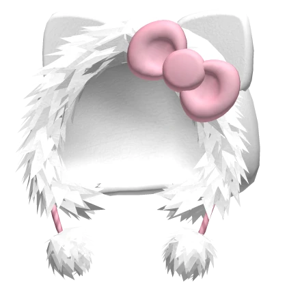 Fluffy Kitty Hood / pink n white