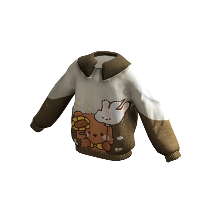Kawaii Fleece Bear Sweater | Brown 
