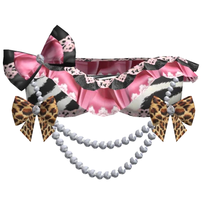 Royal Gyaru Animal Print Pearls Top