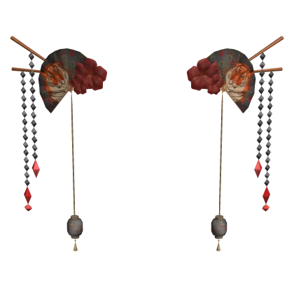 Traditional Fan Tiger Sakura Hair Clips